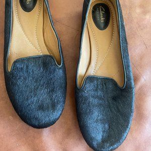 Black calfhair Clarke's shoes excellent condition